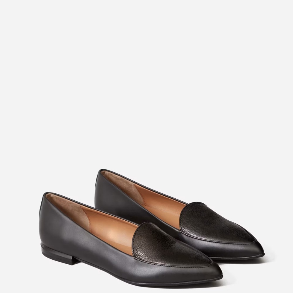 Everlane Modern Point Flats Loafer black leather